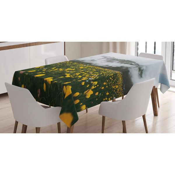 Abakuhaus Tovaglia Paesaggio, Collina Con Fiori, Stampa Personalizzata Con Colori Vivaci, Lavabile, Impermeabile, Non Sbiadisce, 140 X 200 Cm, Multicolore-image