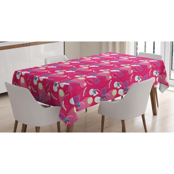 Abakuhaus Tovaglia Con Frutta, Fette Di Frutta Tropicale, Stampa Personalizzata Con Colori Vivaci, Lavabile, Resistente All'acqua, Non Sbiadisce, 140 X 240 Cm, Magenta Verde Acqua-image
