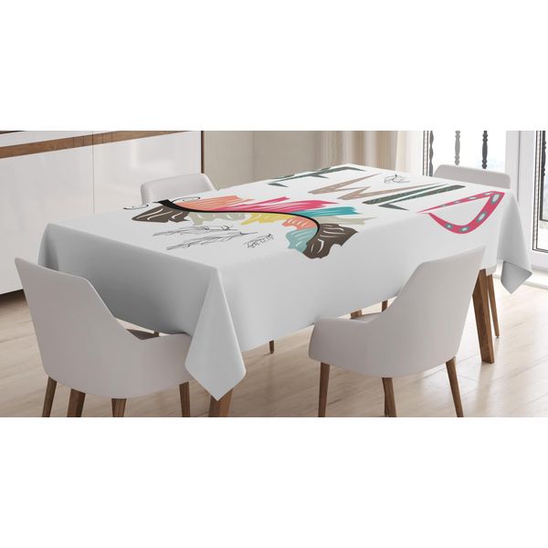 Abakuhaus Sei Wild Tovaglia, Calligrafia Tribale Orientale, Stampa Personalizzata Colori Vivaci Senza Scolorimento Lavabile Per Esterni, 140 X 240 Cm, Multicolore-image