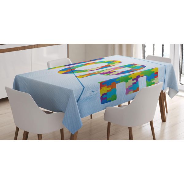 Abakuhaus Tovaglia Sull'autismo, Messaggio Di Speranza Calligrafia, Resistente Allo Sporco Con Tecnologia Di Stampa All'avanguardia, Lavabile, Colori Chiari, 140 X 240 Cm, Multicolore-image