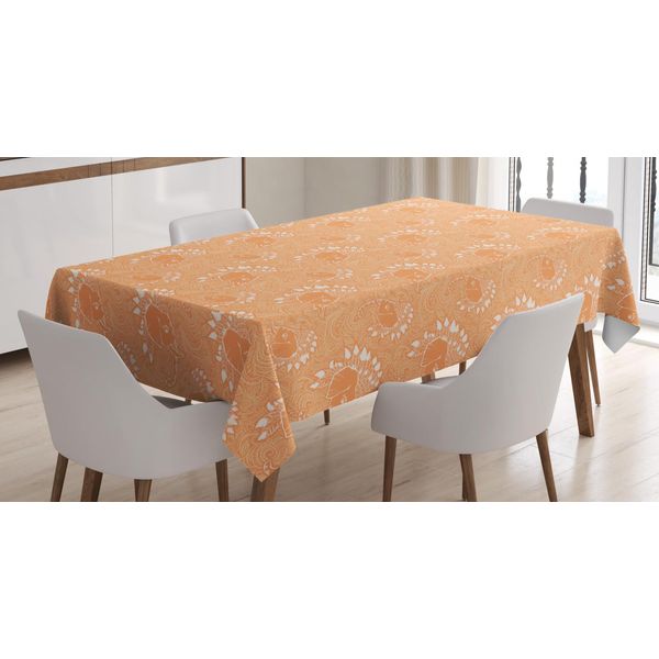 Abakuhaus Tovaglia Boho, Piume Di Elefante, Facile Da Pulire Lavabile Resistente Allo Sporco E Con Colori Chiari Stampa Di Alta Qualità, 140 X 200 Cm, Arancione Chiaro Bianco-image