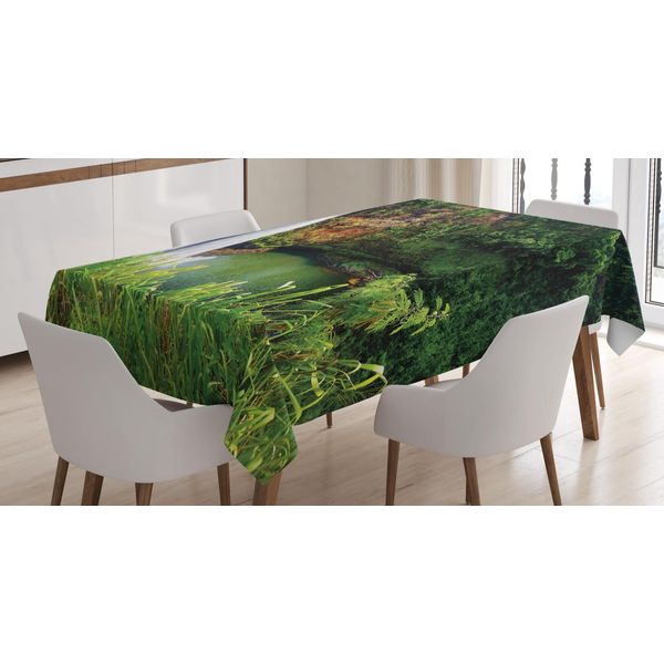 Abakuhaus Tovaglia Paesaggistica, Cascate Hawaiane Nella Giungla, Stampa Con Colori Vivaci Che Non Sbiadiscono, Lavabile Per Interni O Esterni, 140 X 240 Cm, Smeraldo E Multicolore-image