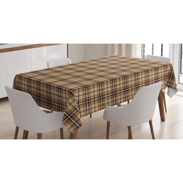 Tovaglia Abakuhaus Brown Plaid, Verticale E Orizzontale, Resistente Allo Sporco, Facile Da Pulire, Lavabile, Stampa Con Colori Chiari Che Non Sbiadiscono, 140 X 240 Cm, Multicolore-image