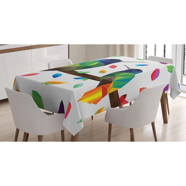Abakuhaus Tovaglia Poligonale, Low Poly Hummingbirds, Resistente Allo Sporco, Facile Da Pulire, Lavabile, Stampa Con Colori Chiari Che Non Sbiadiscono, 140 X 240 Cm, Multicolore-image