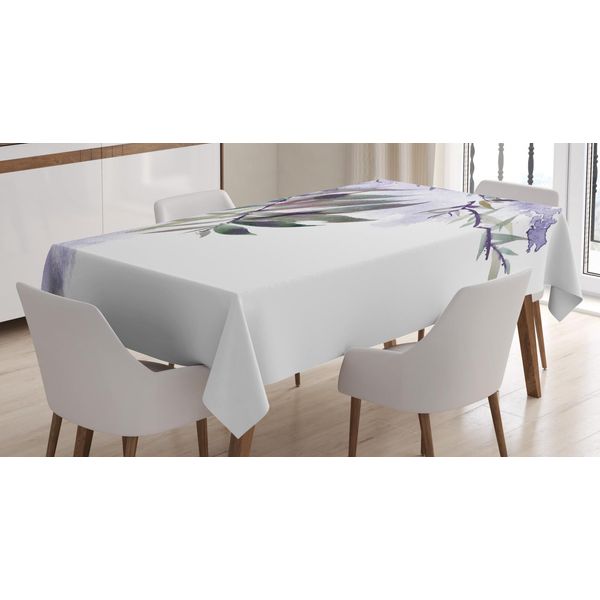 Abakuhaus Tovaglia Acquerello, Macchie Di Colore Foglie, Stampa Personalizzata Con Colori Chiari Lavabile Impermeabile Non Sbiadisce, 140 X 200 Cm, Ceil Blu Bianco-image