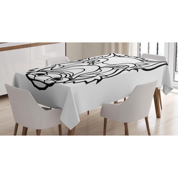 Abakuhaus Tovaglia Finnwal, Non Tinta Wilde Boarhead, Stampa Con Colori Chiari Che Non Sbiadiscono Lavabile Per Uso Interno O Esterno, 140 X 240 Cm, Grigio Antracite E Bianco-image