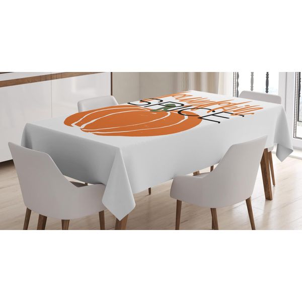 Abakuhaus Tovaglia Con Motivo Zucca, Happy Fall Season, Resistente Allo Sporco, Facile Da Pulire, Lavabile, Stampa Con Colori Vivaci Che Non Sbiadiscono, 140 X 240 Cm, Verde Oliva E Rosso Cinabro-image