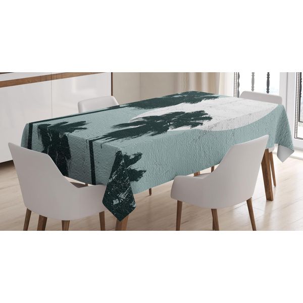 Abakuhaus Tovaglia Tropicale, Palme Alte, Adatta Per Interni Ed Esterni Lavabile Stampa Colori Chiari Nessuno Scolorimento, 140 X 200 Cm, Blu Ardesia Verde Scuro-image