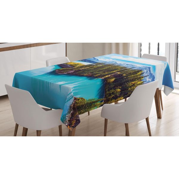 Abakuhaus Tovaglia Paesaggio, Lago Abraham Rocky Cliffs, Stampa Con Colori Chiari Che Non Sbiadiscono Lavabile Per Interni O Esterni, 140 X 200 Cm, Blu Azzurro Bianco-image