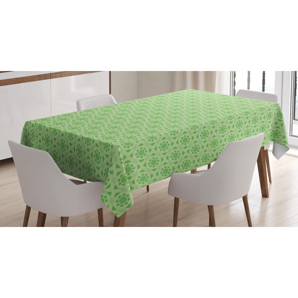 Abakuhaus Tovaglia Astratta, Forme Monocromatiche Semplici, Stampa Con Colori Chiari Che Non Sbiadiscono Lavabile Per Uso Interno O Esterno, 140 X 200 Cm, Verde Chiaro Verde Linda-image
