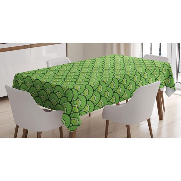 Abakuhaus Tovaglia Astratta, Retro Arching Tropfen Blots, Resistente Allo Sporco Facile Da Pulire Lavabile Stampa Con Colori Chiari Senza Scolorimento, 140 X 240 Cm, Verde Mela E Verde Lime-image