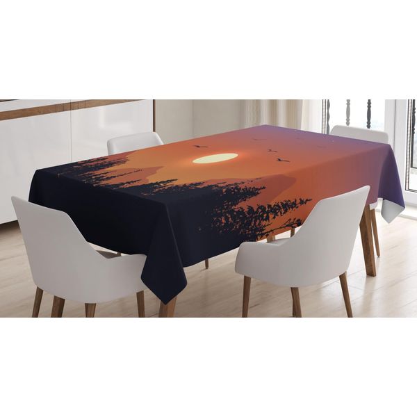 Abakuhaus Tovaglia Da Esterno, Romantico Motivo Tramonto, Adatta Per Interni Ed Esterni, Lavabile, Colori Vivaci, Non Sbiadisce, 140 X 200 Cm, Terra Di Siena Bruciata, Multicolore-image