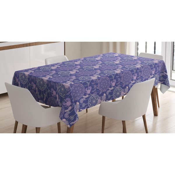 Abakuhaus Tovaglia Boho, Dreamcatchers Floreali, Resistente Allo Sporco Facile Da Pulire Lavabile Stampa Con Colori Chiari Senza Scolorimento, 140 X 240 Cm, Lavanda Lavanda Scura-image