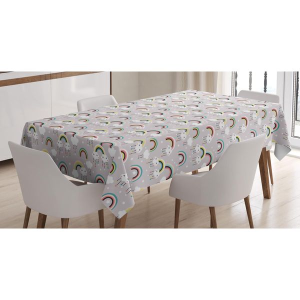 Abakuhaus Tovaglia Con Disegni, Nuvole Surreali, Arcobaleno E Stelle, Stampa Personalizzata Con Colori Vivaci, Lavabile, Impermeabile, Non Sbiadisce, 140 X 240 Cm, Multicolore-image