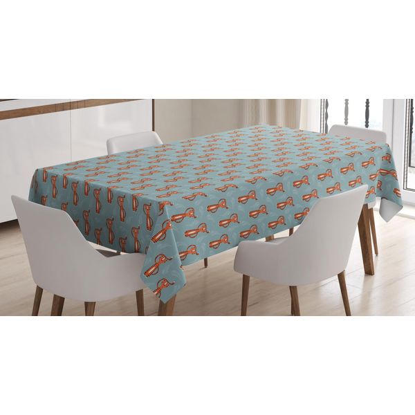 Abakuhaus Tovaglia Con Caricature, Motivo Tigre Continuo, Stampa Personalizzata Con Colori Vivaci, Lavabile, Resistente All'acqua, Non Sbiadisce, 140 X 200 Cm, Terra Di Siena Bruciata E Verde Acqua Chiaro-image