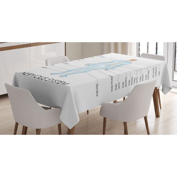 Abakuhaus Tovaglia Anatomica, Sistema Nervoso Educativo, Stampa Con Colori Chiari Che Non Sbiadiscono Lavabile Per Interni O Esterni, 140 X 200 Cm, Marrone Pastello Blu Bianco-image