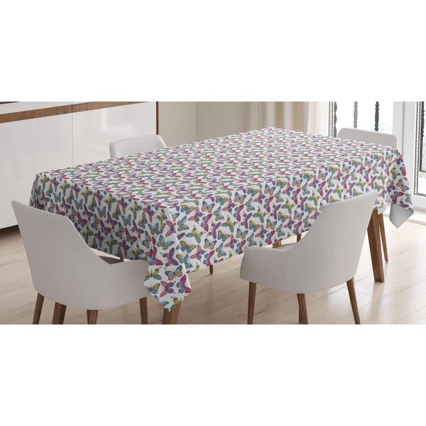 Abakuhaus Tovaglia Butterfly, Multicolore, Adatta Per Interni Ed Esterni Lavabile Stampa Colori Chiari Nessuno Scolorimento, 140 X 200 Cm, Rosa Mandorla E Viola-image