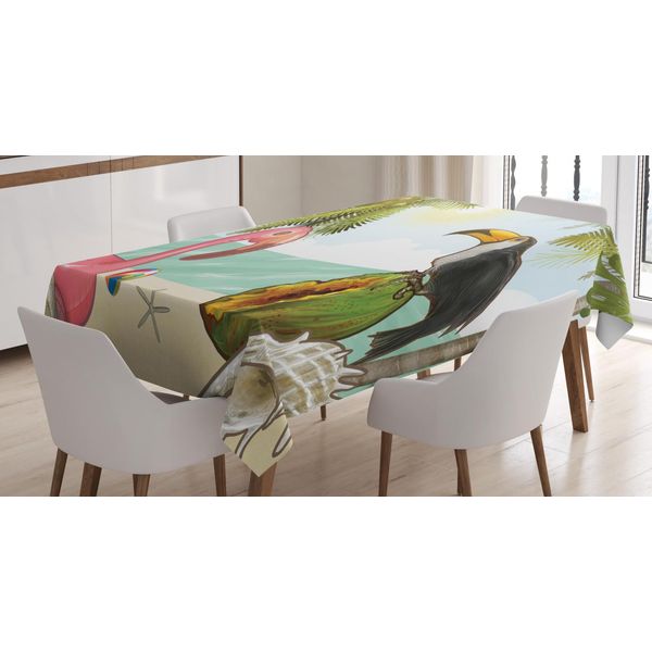 Abakuhaus Tovaglia A Tema Isola, Frutta Esotica, Piante E Animali, Stampa Personalizzata Con Colori Vivaci, Lavabile, Resistente All'acqua, Non Sbiadisce, 140 X 240 Cm, Multicolore-image