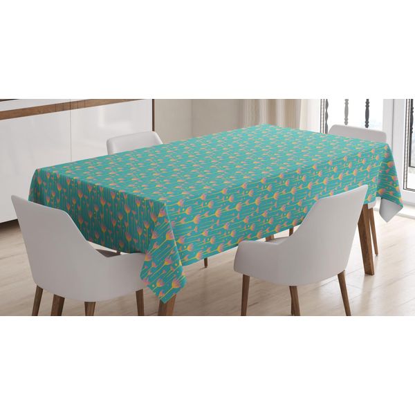 Abakuhaus Tovaglia Floreale, Acquerello Arte Surreale, Stampa Personalizzata Con Colori Vivaci Lavabile Impermeabile Non Sbiadisce, 140 X 240 Cm, Senape Schiuma Di Mare Scura-image