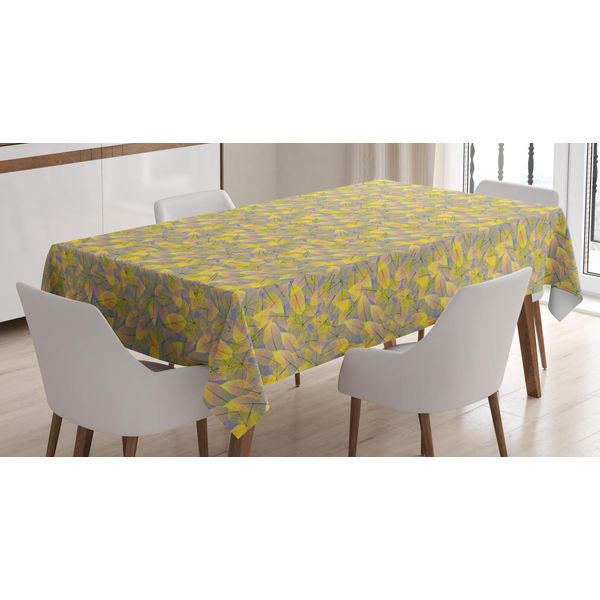 Abakuhaus Tovaglia Autunnale, Foglie Autunnali Foglie Secche Arte, Stampa Con Colori Chiari Senza Scolorimento Lavabile Per Interni O Esterni, 140 X 240 Cm, Ceil Blu Ecru-image