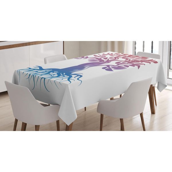 Abakuhaus Tovaglia Astratta, Arte Ombreggiata Con Sagome Di Alberi, Stampa Con Colori Chiari Che Non Sbiadiscono Lavabile Per Interni O Esterni, 140 X 240 Cm, Rubino Chiaro Blu Scuro-image