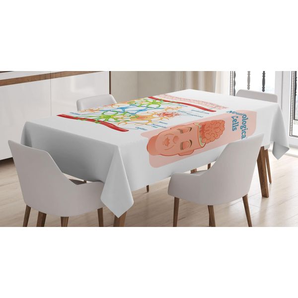 Abakuhaus Tovaglia Anatomica, Cellule Cerebrali Neurologiche, Facile Da Pulire, Lavabile, Resistente Allo Sporco E Con Colori Chiari, Stampa Di Alta Qualità, 140 X 240 Cm, Verde Felce, Azzurro Pallido-image