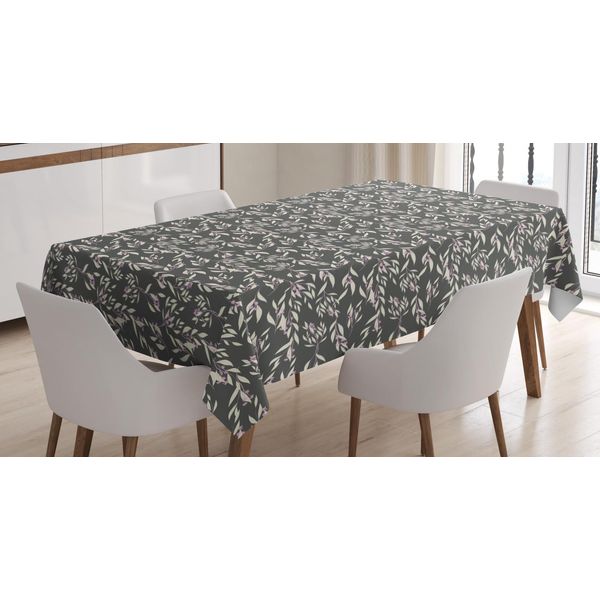 Abakuhaus Tovaglia Floreale, Botanico Pastello Eucalipto, Impermeabile Lavabile Con Colori Chiari E Visibili Che Non Sbiadiscono Personalizzata, 140 X 240 Cm, Grigio Antracite Rosa Baby-image