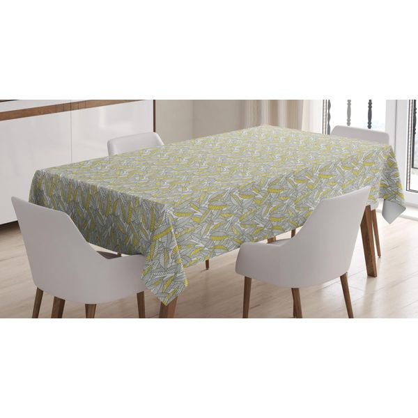 Abakuhaus Tovaglia A Foglie, Foglie Autunnali Ripetitive, Adatta Per Interni Ed Esterni Lavabile Stampa Colori Chiari Nessuno Sbiadimento, 140 X 240 Cm, Senape Verde Saggio-image