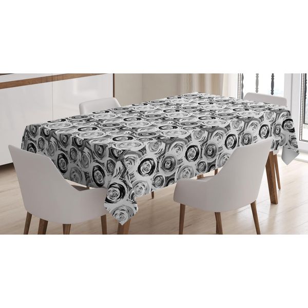 Abakuhaus Tovaglia Astratta, Cerchi Minimalisti Moderni, Facile Da Pulire, Lavabile, Resistente Allo Sporco E Con Colori Chiari, Stampa Di Alta Qualità, 140 X 240 Cm, Grigio Antracite-image