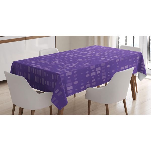Abakuhaus Tovaglia Astratta, Composizione Quadrati Funky, Resistente Allo Sporco, Facile Da Pulire, Lavabile, Stampa Con Colori Chiari Che Non Sbiadiscono, 140 X 240 Cm, Viola Indaco Scuro-image