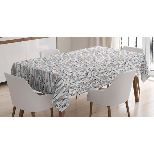 Abakuhaus Tovaglia Gialla E Bianca, A Pois E Righe, Facile Da Lavare, Resistente Allo Sporco E Con Colori Vivaci, Stampa Di Alta Qualità, 140 X 200 Cm, Tortora Multicolore-image