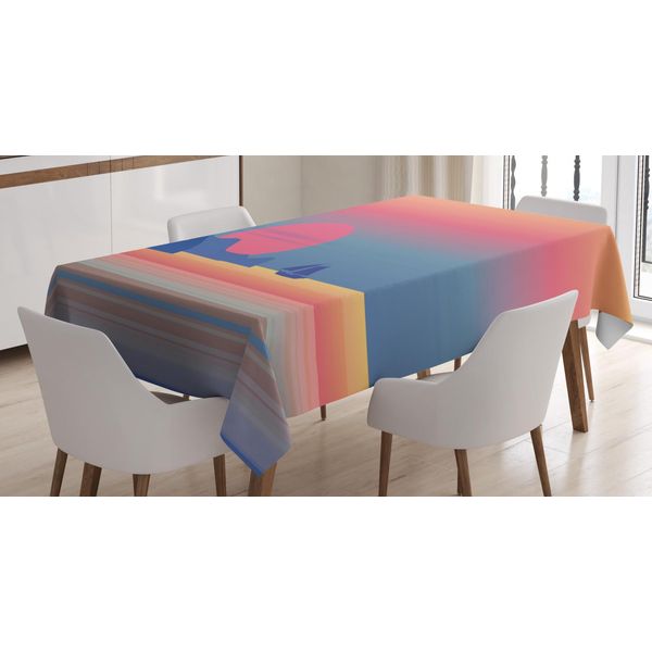Abakuhaus Tovaglia Colorata, Illustrazione Mare Al Tramonto, Adatta Per Interni Ed Esterni Lavabile Stampa Colori Chiari Nessuno Sbiadimento, 140 X 240 Cm, Rosa Azzurro-image