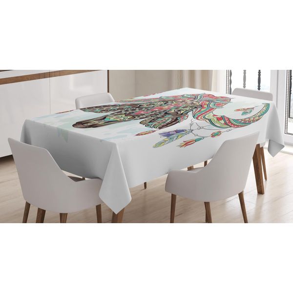 Abakuhaus Tovaglia Con Motivo Bufalo, Mystic Primitive Bison Art, Stampa Personalizzata Con Colori Vivaci, Lavabile, Resistente All'acqua, Non Sbiadisce, 140 X 240 Cm, Multicolore-image