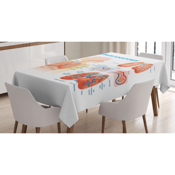 Abakuhaus Tovaglia Anatomica, Biologia Strutturale Dei Polmoni, Stampa Personalizzata Con Colori Chiari Lavabile Impermeabile Non Sbiadisce, 140 X 200 Cm, Pesca Chiaro Azzurro-image