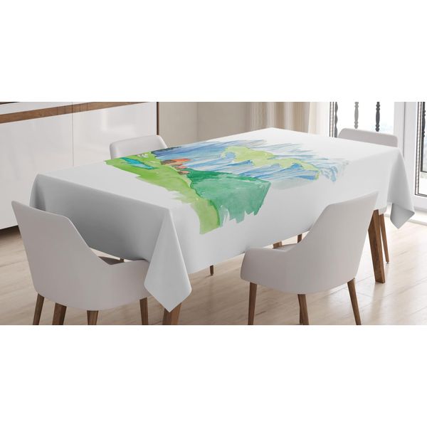 Abakuhaus Tovaglia Acquerello, Alberi Delle Highlands, Case, Stampa Personalizzata Colori Chiari Senza Scolorimento Lavabile Per Uso Esterno, 140 X 200 Cm, Multicolore Bianco-image