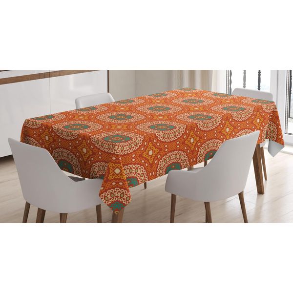 Abakuhaus Tovaglia Astratta, Motivi Nei Toni Della Terra, Facile Da Pulire, Lavabile, Resistente Allo Sporco E Con Colori Chiari, Stampa Di Alta Qualità, 140 X 240 Cm, Arancione Bruciato, Multicolore-image