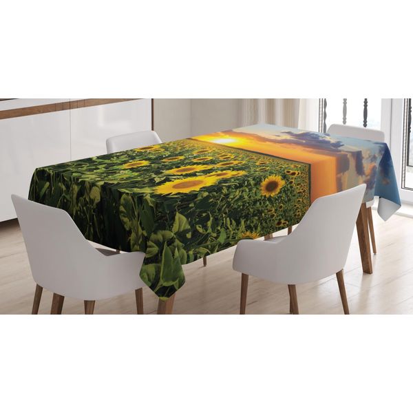 Abakuhaus Tovaglia Girasole, Campo In Fiore Al Tramonto, Stampa Personalizzata Colori Vivaci Senza Scolorimento Lavabile Per Uso Esterno, 140 X 200 Cm, Multicolore-image