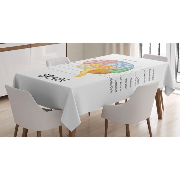 Abakuhaus Tovaglia Anatomica, Parti Del Cervello Umano Scientifico, Stampa Personalizzata, Colori Chiari Senza Scolorimento, Lavabile Per Uso Esterno, 140 X 200 Cm, Bianco E Multicolore-image