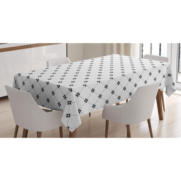 Abakuhaus Tovaglia Astratta, Motivi Floreali Geometrici, Stampa Personalizzata Colori Chiari Senza Scolorimento Lavabile Per Uso Esterno, 140 X 200 Cm, Grigio Bianco-image