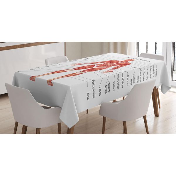 Abakuhaus Tovaglia Anatomica, Mostra Il Sistema Muscolare Umano, Adatta Per Interni Ed Esterni, Lavabile, Stampa Chiara, Non Sbiadisce, 140 X 170 Cm, Cannella E Pesca Pallida.-image