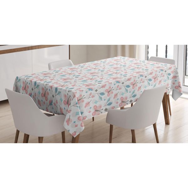 Abakuhaus Tovaglia Pastello, Farfalle E Forme Rotonde, Facile Da Pulire Lavabile Resistente Allo Sporco E Con Colori Chiari Stampa Di Alta Qualità, 140 X 240 Cm, Bianco Blush Azzurro Pallido-image
