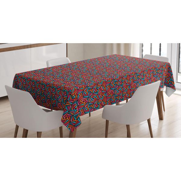 Abakuhaus Tovaglia Astratta, Triangoli Continui, Impermeabile, Lavabile Con Colori Chiari E Visibili, Non Sbiadisce, Personalizzata, 140 X 200 Cm, Blu Petrolio Vermiglio-image