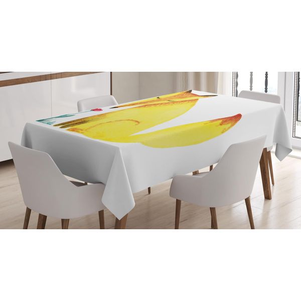 Abakuhaus Tovaglia Con Animali, Disegno Fox Art, Facile Da Pulire, Lavabile, Resistente Allo Sporco E Con Colori Vivaci, Stampa Di Alta Qualità, 140 X 240 Cm, Giallo Pastello E Rosa Scuro.-image
