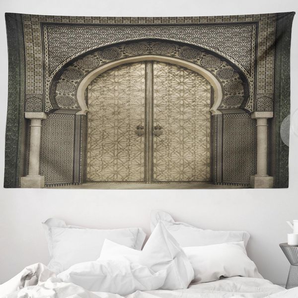 Abakuhaus Arazzo Marocchino, Geometric Invecchiato In Morbido Tessuto Microfibra Lavabile Senza Scolorimento, Stampa Digitale, 230 X 140 Cm, Nero Seppia-image
