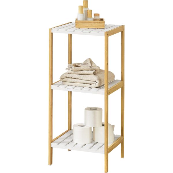 Scaffale Da Bagno Balsfjord Con 3 Ripiani Scaffale In Bambù Scaffale In Piedi Scaffale Per La Casa 33X34X80Cm Natura-image