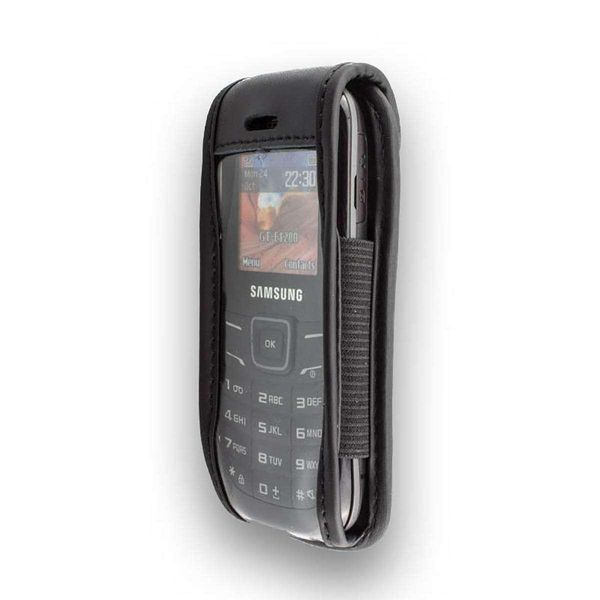 Caseroxx Custodia In Pelle Con Clip Da Cintura Compatibile Con Samsung GT-E1200R In Vera Pelle, Custodia Con Clip Da Cintura E Finestra Di Visualizzazione-image