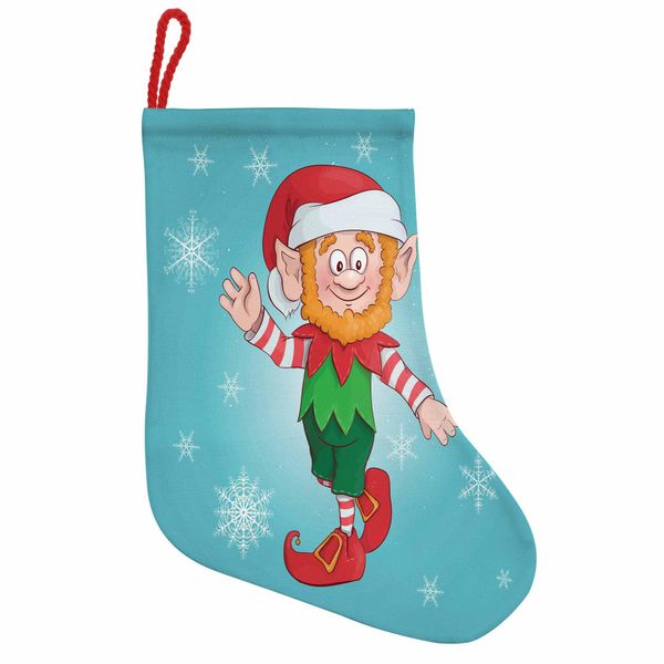 Abakuhaus Undici Calzini Natalizi Da Appendere A Forma Di Stivale Di Babbo Natale, Little Man Dwarf E Fiocchi Di Neve, Calzini Natalizi Da Appendere, 25X35 Cm, Rosa Scuro E Multicolore-image