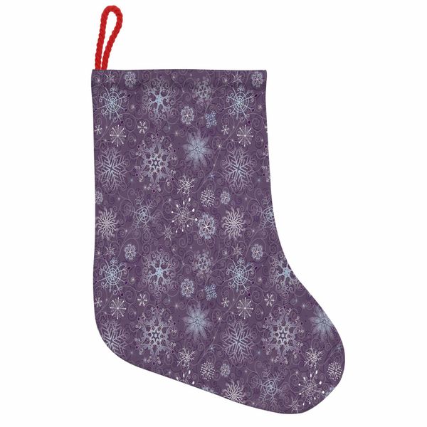 Abakuhaus Stivali Di Babbo Natale Da Appendere Color Melanzana Calze Natalizie, Natale Fiocchi Di Neve Floreali, Calza Natalizia Da Appendere, 25X35 Cm, Viola-image