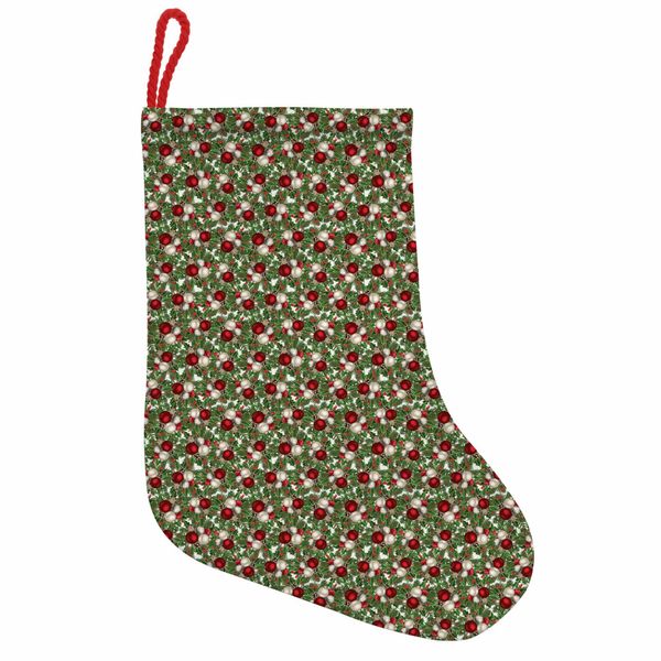Abakuhaus Natale Stivali Di Babbo Natale Da Appendere Calze Natalizie, Palline Holly Alt, Calza Natalizia Da Appendere, 35X50 Cm, Rosso, Verde, Grigio-image