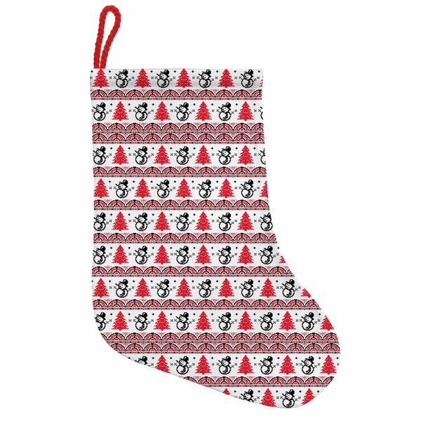 Abakuhaus Natale Stivali Di Babbo Natale Da Appendere Calze Natalizie, Motivo Nordico Pixel, Calza Natalizia Da Appendere, 25X35 Cm, Rosso Nero Bianco-image